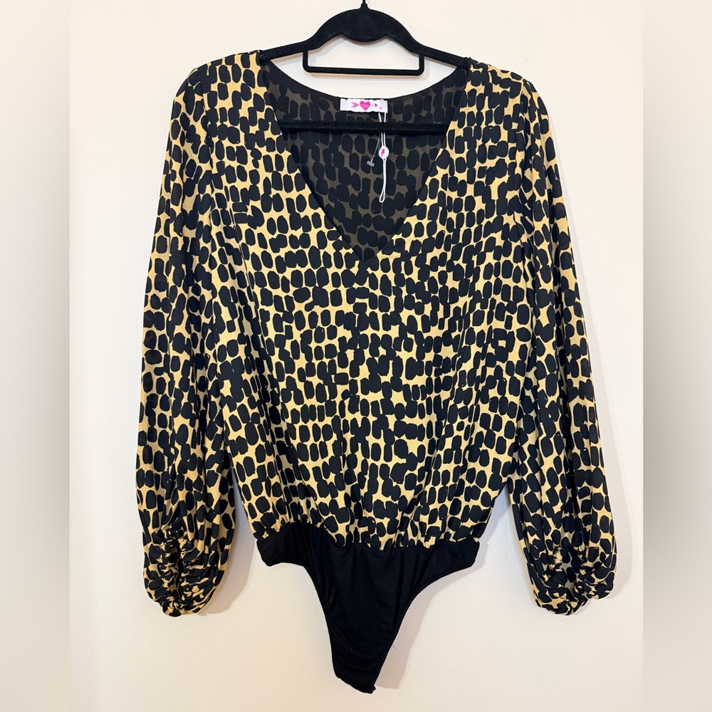 Buddy Love Black and Gold Patterned Bodysuit